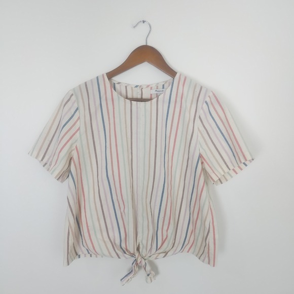 Madewell Tops - Madewell Button-Back Tie-Front Top Women's Large Cotton Blend Boho Coastal